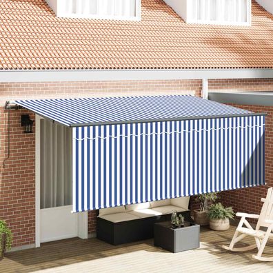vidaXL Einziehbare Markise Gestreift Blau 350 x 200 cm Stoff