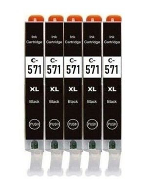 5 kompatible Patronen CLI-571XL BK f. Canon MG7752 MG7753 TS5050 TS5051 TS5053