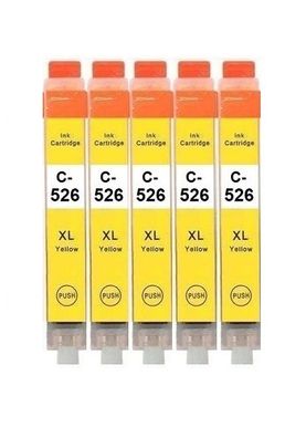 5 kompatible Patronen CLI-526 Y für Canon IP4850 IP4950 IX6550 MG5140 MG5150