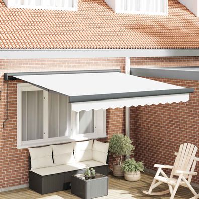 vidaXL Ausziehbare Markise Weiß 350 x 250 cm Leinen und Aluminium
