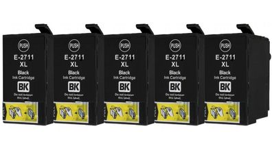 5 kompatible Patronen T2711 schwarz für Epson WF-7210 WF-7610 WF-7615 WF-7620