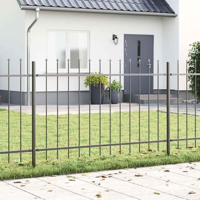 vidaXL Gartenzaun 2 pcs Grau 3,4 x 1,2 m Pulverbeschichteter Stahl
