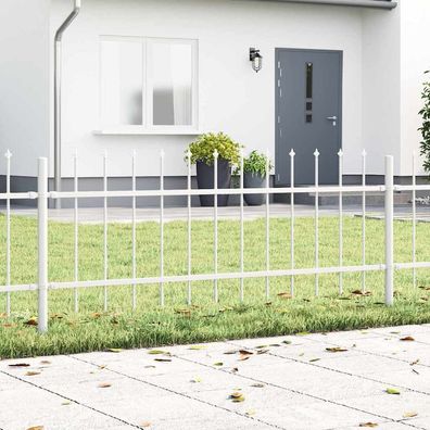 vidaXL Gartenzaun 2 pcs Weiß 3,4 x 0,6 m Pulverbeschichteter Stahl
