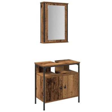 vidaXL Badezimmermöbel-Set mit Regal mit Tür 2 pcs Braun Holzwerkstoff
