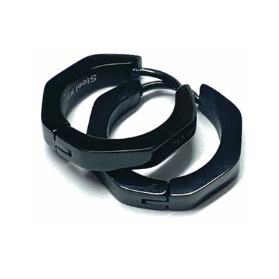 Ohrring Edelstahl geschwärzt Klassiker ScharnierCreolen eckig modern