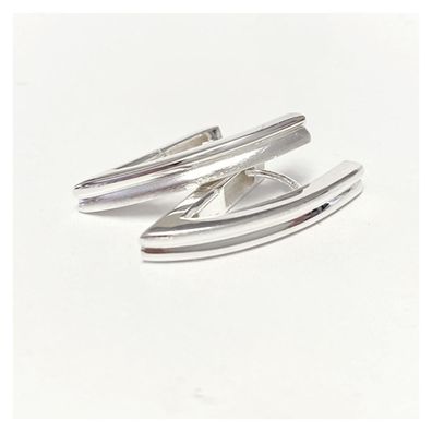sportliche KlappCreolen in 925 Silber länglich teilw. mattiert