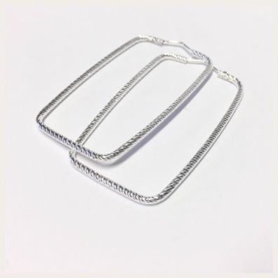 eckige Creole 55 x 34 mm 925 Silber diamantiert