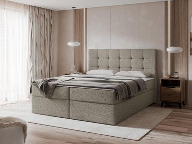 Boxspringbett Luanda Boucle Modern Doppelbett Bettgestell Bettkasten Schlafzimmer M24