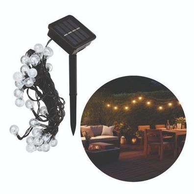 SOLAR 30 LED AURA 0.12W Solar-Gartengirlande 30 LED-Dekokugeln warmweiß Lichterkette