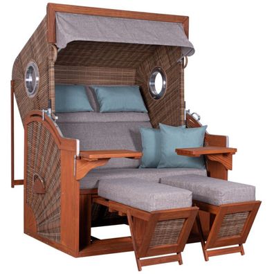 deVries Strandkorb "PURE Seaside XL PE" Des. 488 griseum Bullaugen 135x92x165 cm