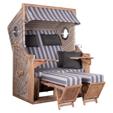 deVries "TRENDY PURE Greenline 135XL" Des. 755 Strandkorb ant. wh. 130x80x165 cm