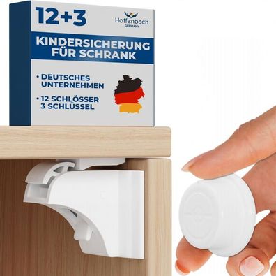 Magnetische Kindersicherung ohne Bohren mit 12 Schlösser+3 Schlüssel, weiß : weiß