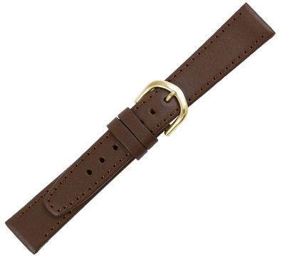 Minott > Uhrenarmband braun Kalbsleder > rembordiert Ton in Ton Naht
