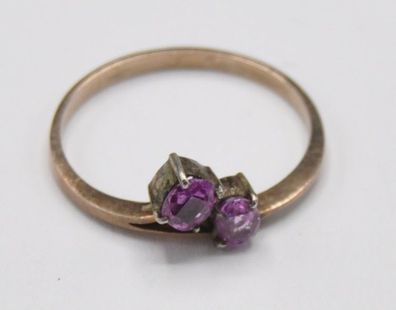 Rotgold Ring Doppel Solitär Amethyst 333 Gold Vintage