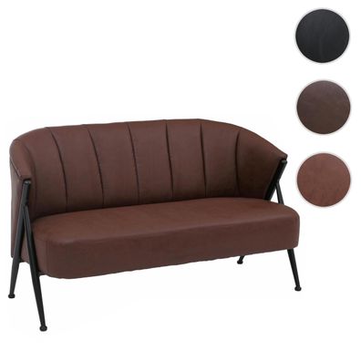 2er-Sofa HWC-P30, Zweisitzer Lounge Couch Vintage Retro Industrial Metall Kunstleder