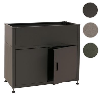 Hochbeet mit Stauraum HWC-O85, Blumenkasten Pflanzkübel, Metall 33kg