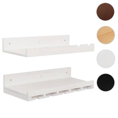 2er-Set Weinregal HWC-P22, Glas-/Flaschenhalter Wandbar Holz FSC® zertifiziert 61x28c