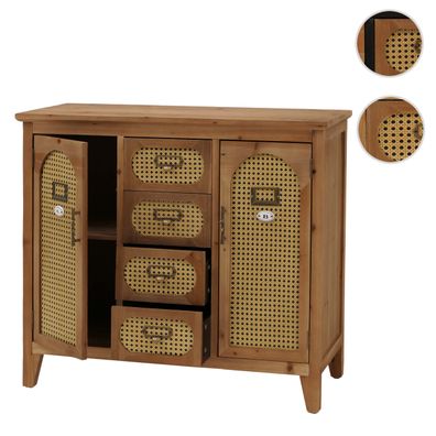 Apothekerkommode HWC-O63, Schrank Staufächer, Vintage Rattanoptik 80x91x40cm