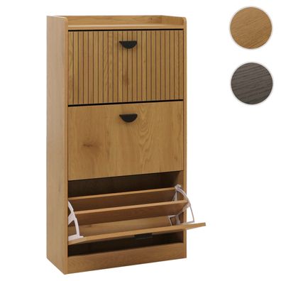 Schuhschrank HWC-O39, Schuhkipper Schuhregal 3 Klappen, MDF Melamin 117x60x24cm