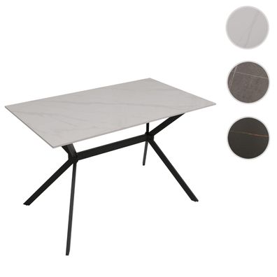 Esszimmertisch HWC-O58, Esstisch Sinterstein Metall, Marmor-Optik 120cm