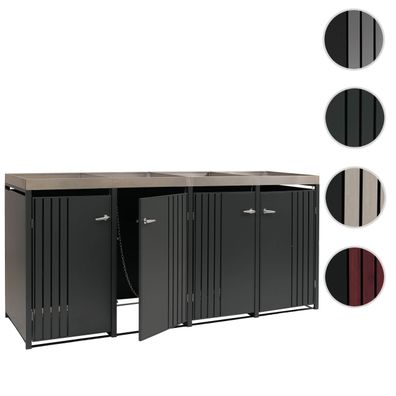 4er-Mülltonnenverkleidung HWC-O67, Mülltonnenbox Pflanzkasten, Metall 125x260x84cm