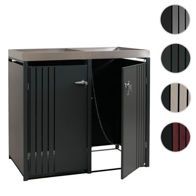 2er-Mülltonnenverkleidung HWC-O67, mit Pflanzkasten, Metall 125x132x84cm 55kg