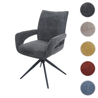 Esszimmerstuhl HWC-O78, Stuhl drehbar Auto-Return Stoff Chenille 310g/m² Öko-Tex