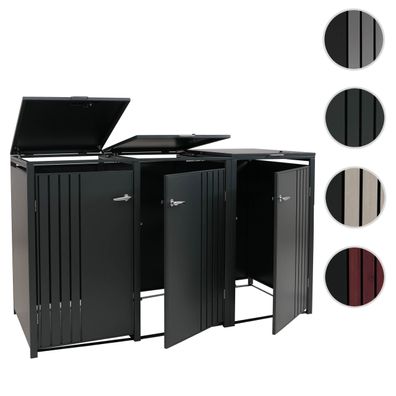 3er-Mülltonnenverkleidung HWC-O67, Mülltonnenbox mit Deckel, Metall 122x200x84cm 83kg