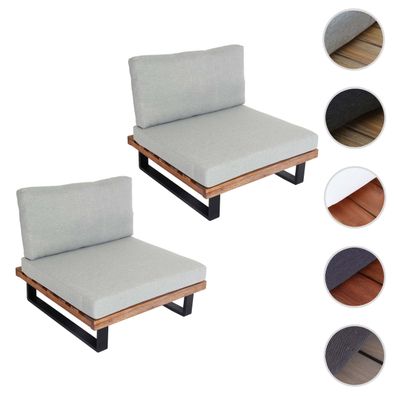 2er-Set Lounge-Sessel HWC-H54, Garten-Sessel, Spun Poly Akazie Holz FSC Alu