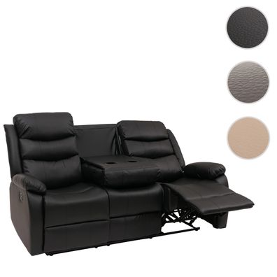 3er Kinosessel HWC-O62, Fernsehsessel mit Armlehne, Liegefunktion Kunstleder