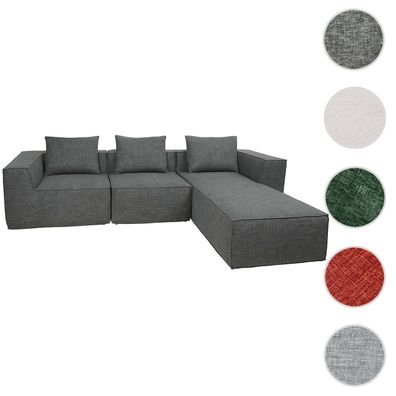 L-Sofa HWC-O54, Lounge-Couch mit Ottomane, modular rechts/links, Stoff 63x270x190cm