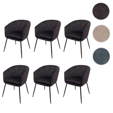 6er-Set Esszimmerstuhl HWC-O28, Polsterstuhl Stuhl, Stoff/Textil (340g/m²) Metall