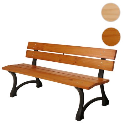 Gartenbank HWC-O20, Sitzbank Parkbank Holzbank 3-Sitzer, Gusseisen Holz Kiefer, 170cm