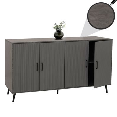 Sideboard HWC-N89, Kommode Schrank Anrichte, 3D-Design Melamin Holz, 88x150x40cm