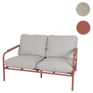 Aluminium-Gartenbank HWC-O11, Outdoor 2-Sitzer Sofa, Olefin Stoff 205 g/m² 125cm