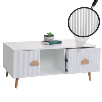 Couchtisch HWC-N89, Beistelltisch Sofatisch, 3D-Design Melamin Holz, 43x100x60cm