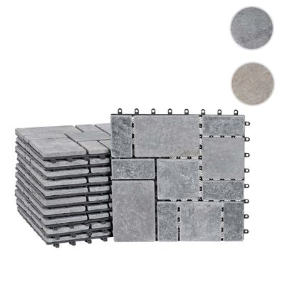 Steinfliese HWC-K70, Bodenfliese Steckfliese Naturstein, 11x je 30x30cm = 1m²