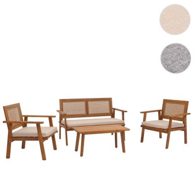 Garten-Garnitur HWC-N46, Lounge-Set Bank Sessel Tisch, Holz Akazie MVG-zertifiziert