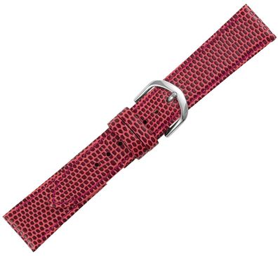 Minott Uhrenarmband Eidechseoptik rot Leder Ton in Ton Naht Verlauf