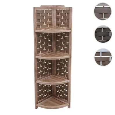 Eckregal HWC-K85, Regal, klappbar 4 Ablagen, Paulownia Holz 110cm