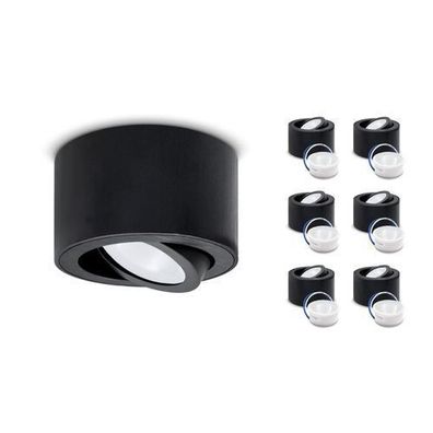 Aufbauspot OH36 Deckenleuchte RUND Farbe Schwarz Deckenstrahler Aluminium IP20 LED