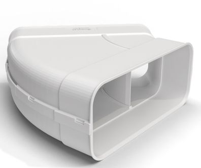 Flachkanal 222x89mm Bogen 45° waagerecht mit Muffe Dunstabzug Abluftbogen Küche