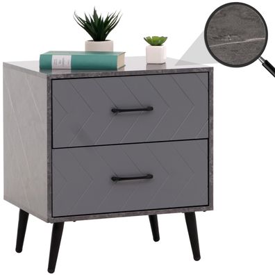 Nachttisch HWC-N89, Beistelltisch Nachtschrank, Schublade Fischgrätenmuster Melamin