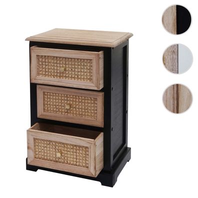 Kommode HWC-K87, Schubladenschrank Schrank, Holz Rattan 63x40x28cm