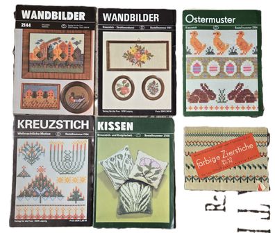 6 Bögen für Stickvorlagen im Kreuzstich oder Zierstichvorlage