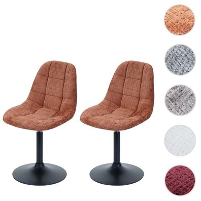 2er-Set Esszimmerstuhl HWC-A60, Stuhl, Stahl Stoff/Textil Chenille (465g/m²)