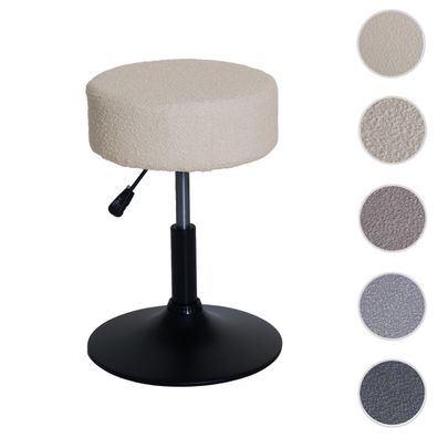 Hocker HWC-C22, Schminkhocker, höhenverstellbar Ø 35cm Stoff Bouclé (450g/m²)