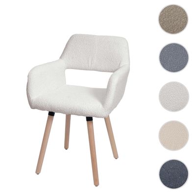 Esszimmerstuhl HWC-A50 II, Stuhl Küchenstuhl, Holz Stoff/Textil Bouclé (450g/m²)