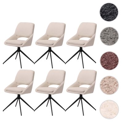6er-Set Esszimmerstuhl HWC-N73, Küchenstuhl, drehbar Auto-Return, Boucle (540g/m²)