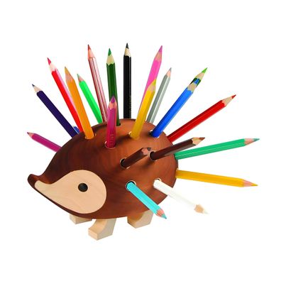 KOH Stiftehalter Tischständer Holzigel Braun mit Stiften